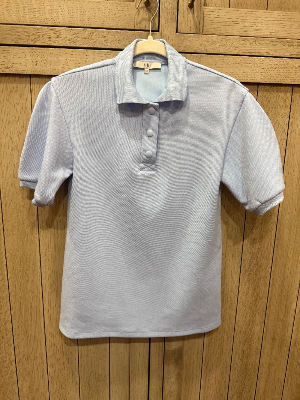 Tibi Luxe Pique Polo Shirt, Size XXS